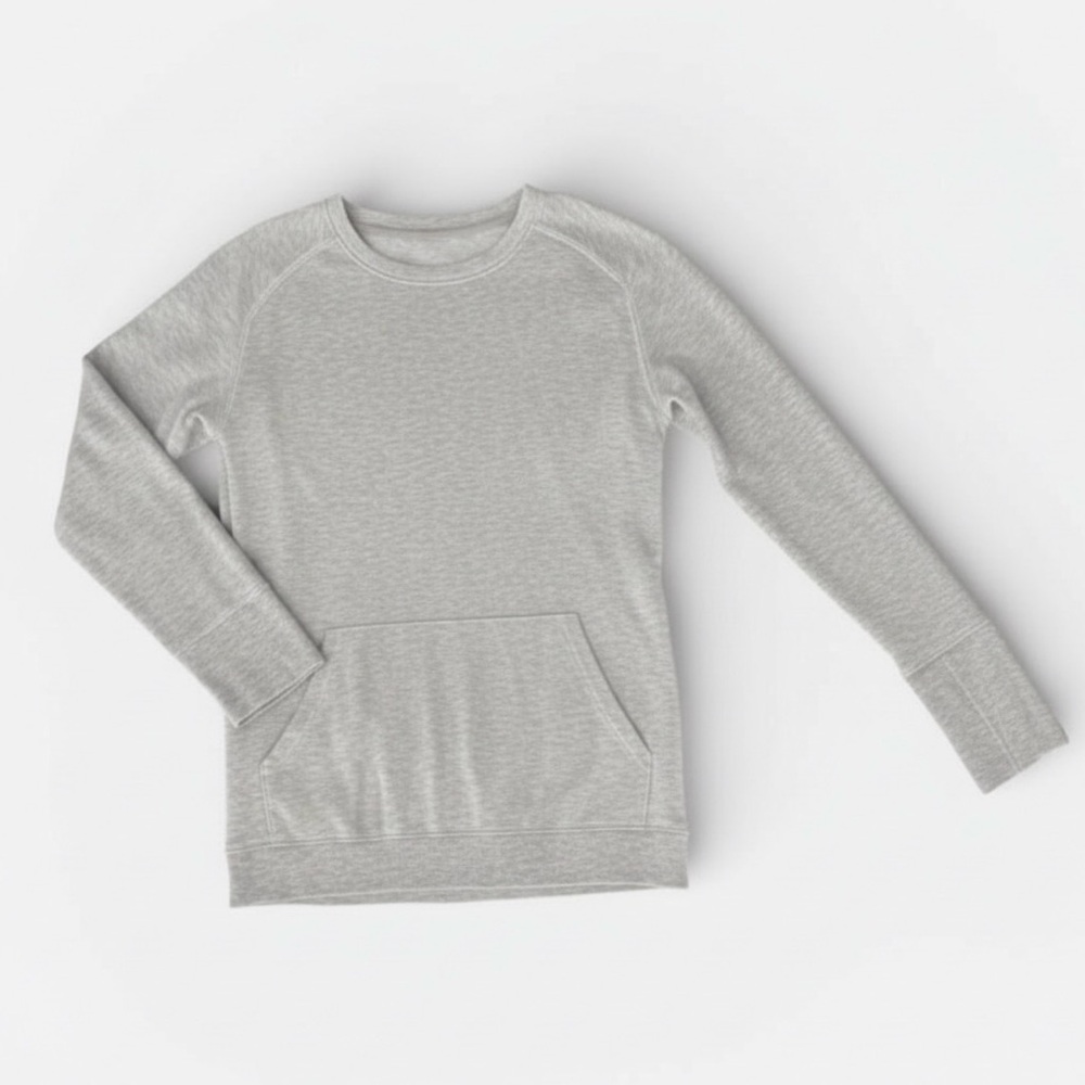 All in motion girls XL Gray Long Sleeve Top Thumbholes Pocket - Picture 10 of 11